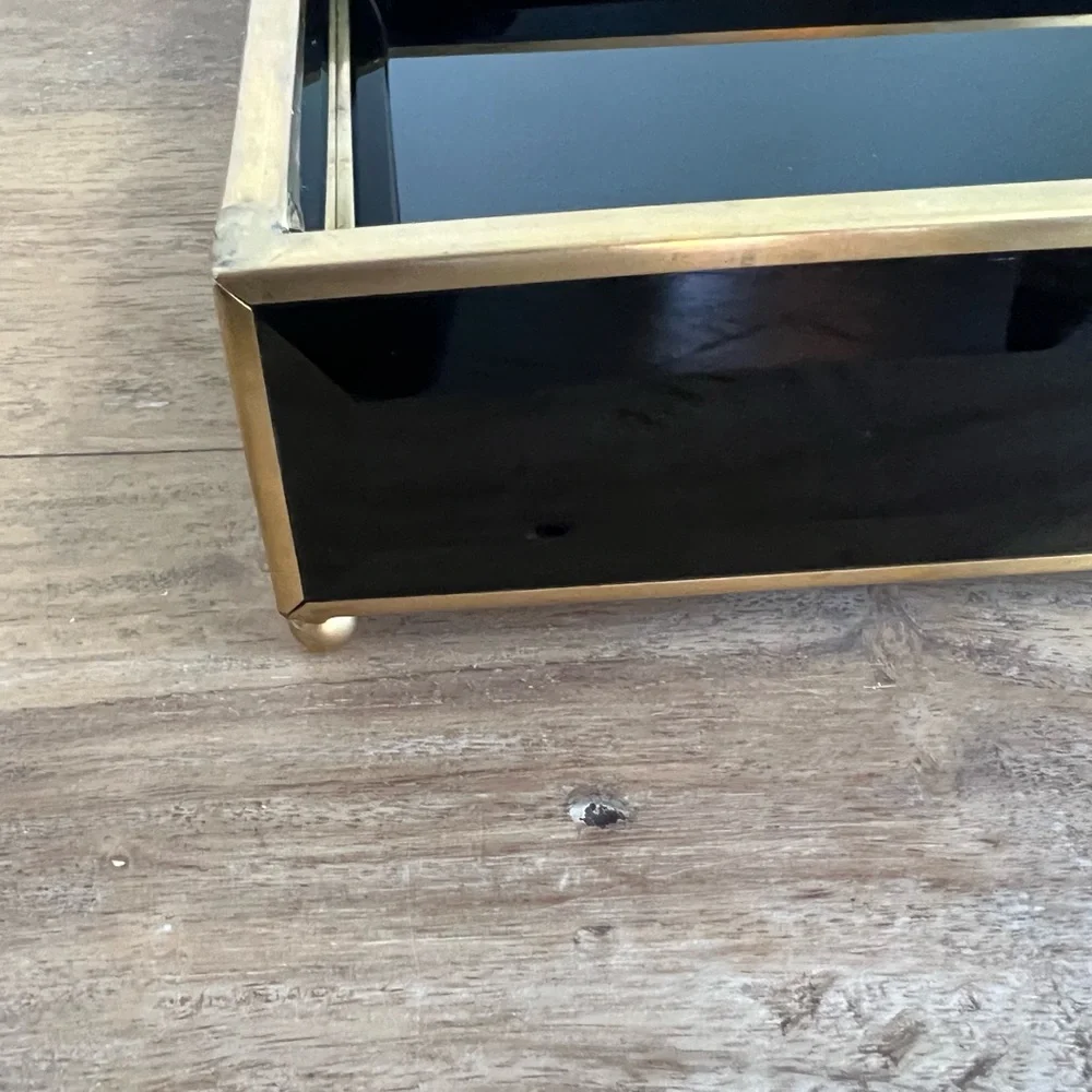 Beveled Black Glass Tray